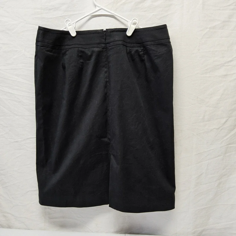 Talbots‎ Pencil Skirt Womens 12 Black Cotton Stretch Knee Length Career Zip - Picture 2 of 7
